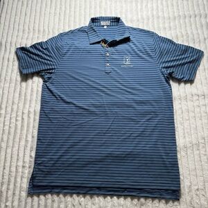 Peter Millar Summer Comfort Crown Men's Blue Striped Polo Shirt NEW